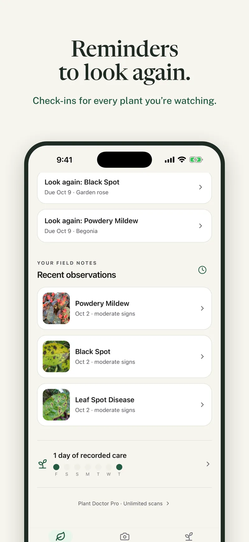 iPhone screenshot: Reminders to look again.
